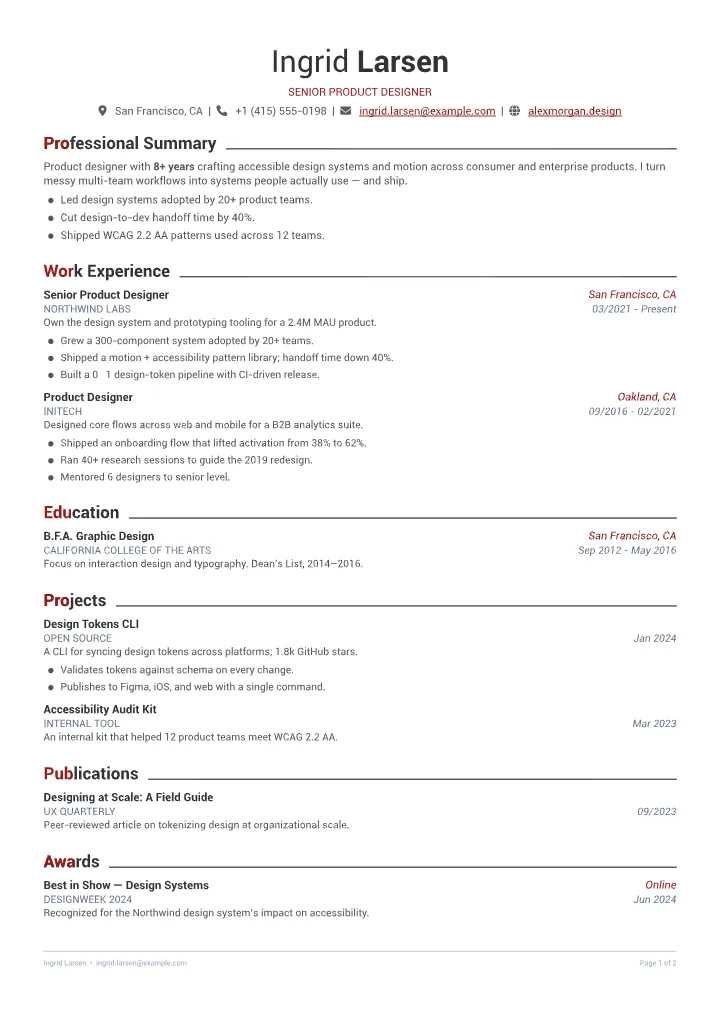 Awesome CV resume template — full page preview