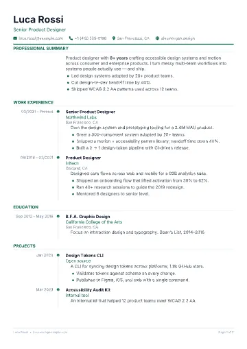 Cascade resume template preview