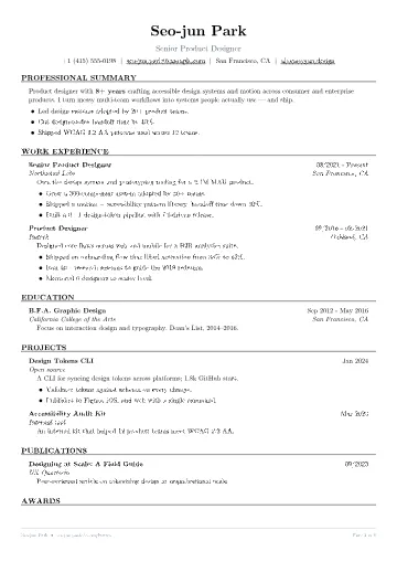 Jake's Resume resume template preview