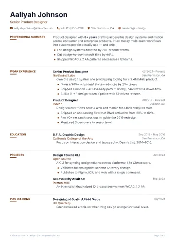 Ledger resume template preview