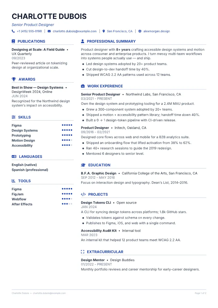 Modern Two-Column Split resume template — full page preview