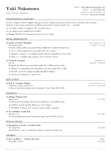 Classic Serif resume template preview