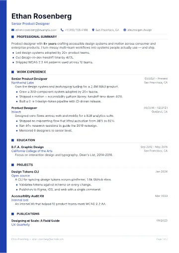Spine resume template preview