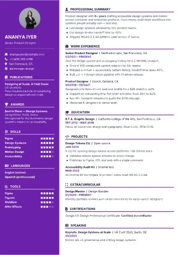 Split Sideband resume template preview